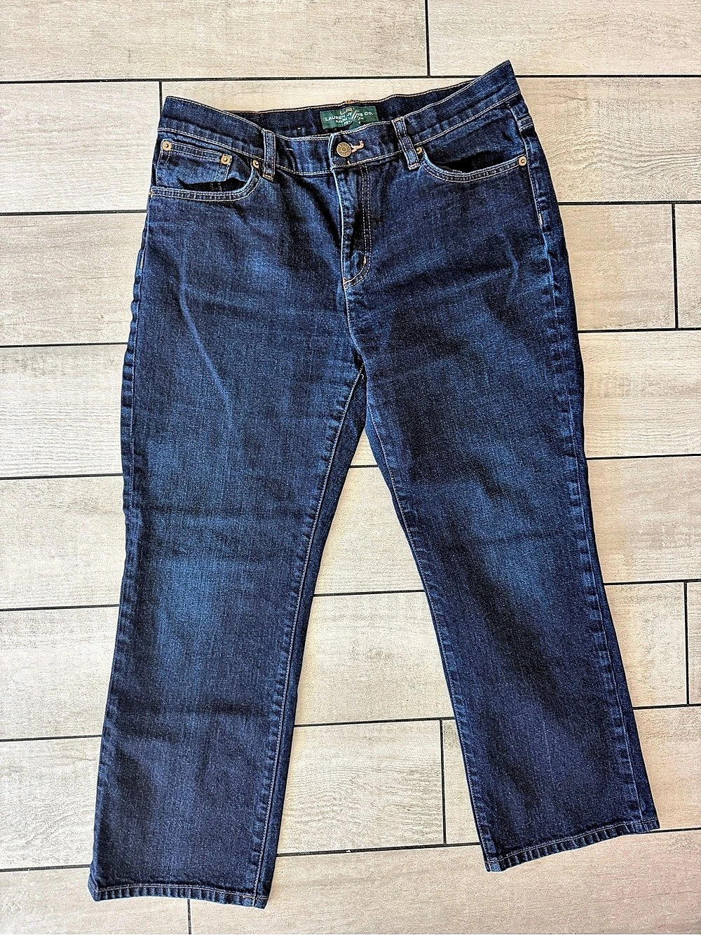 Lauren Ralph Lauren Jeans Co. Petite Straight Leg Jeans in Blue Waist 12P